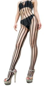 Blancho SE-132 Sexy Sheer Black/White Mesh Interweaving Cami Body Stocking Stylish - Black/White - Medium