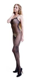 Blancho SE-115 Sexy Black Sheer Mesh Cami Body Stocking With Round Eye Mesh Side Detail - Black - Medium